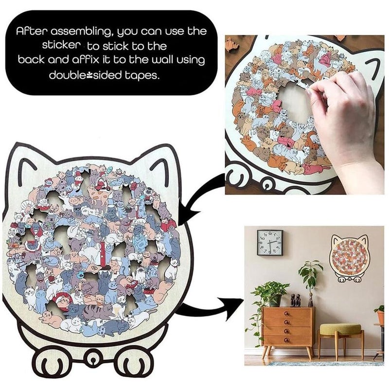 135-Piece Colored Cat Shaped Wooden Jigsaw Puzzle, 2025New Adorable Acrylic Cats Shaped Wooden Puzzle, Unique Cute Animal Shape Wood Cats Puzzles for Cat Lovers (Color B 1pcs) - Image 3